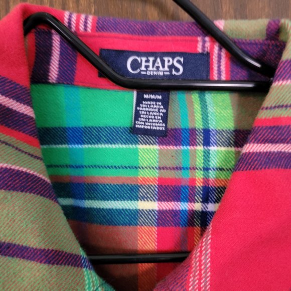 NWOT Chaps Ralph Lauren Plaid Zip Up Shacket Top Bold Colored Plaid Size Medium - Picture 12 of 16